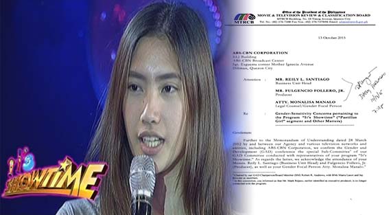 MTRCB On Wednesday, Releases Results of GAD Meeting For It's Showtime "Pastillas Girl" Segment