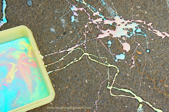 Making chalk paint using cornflour or cornstarch for sensory play
