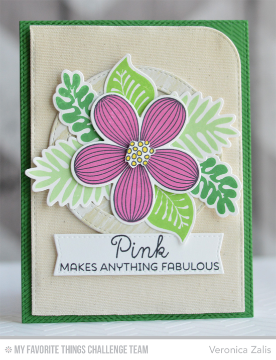 Fabulous Pink Card by Veronica Zalis featuring the Laina Lamb Design Tickled Pink stamp set and the Tropical Flowers stamp set and Die-namics #mftstamps
