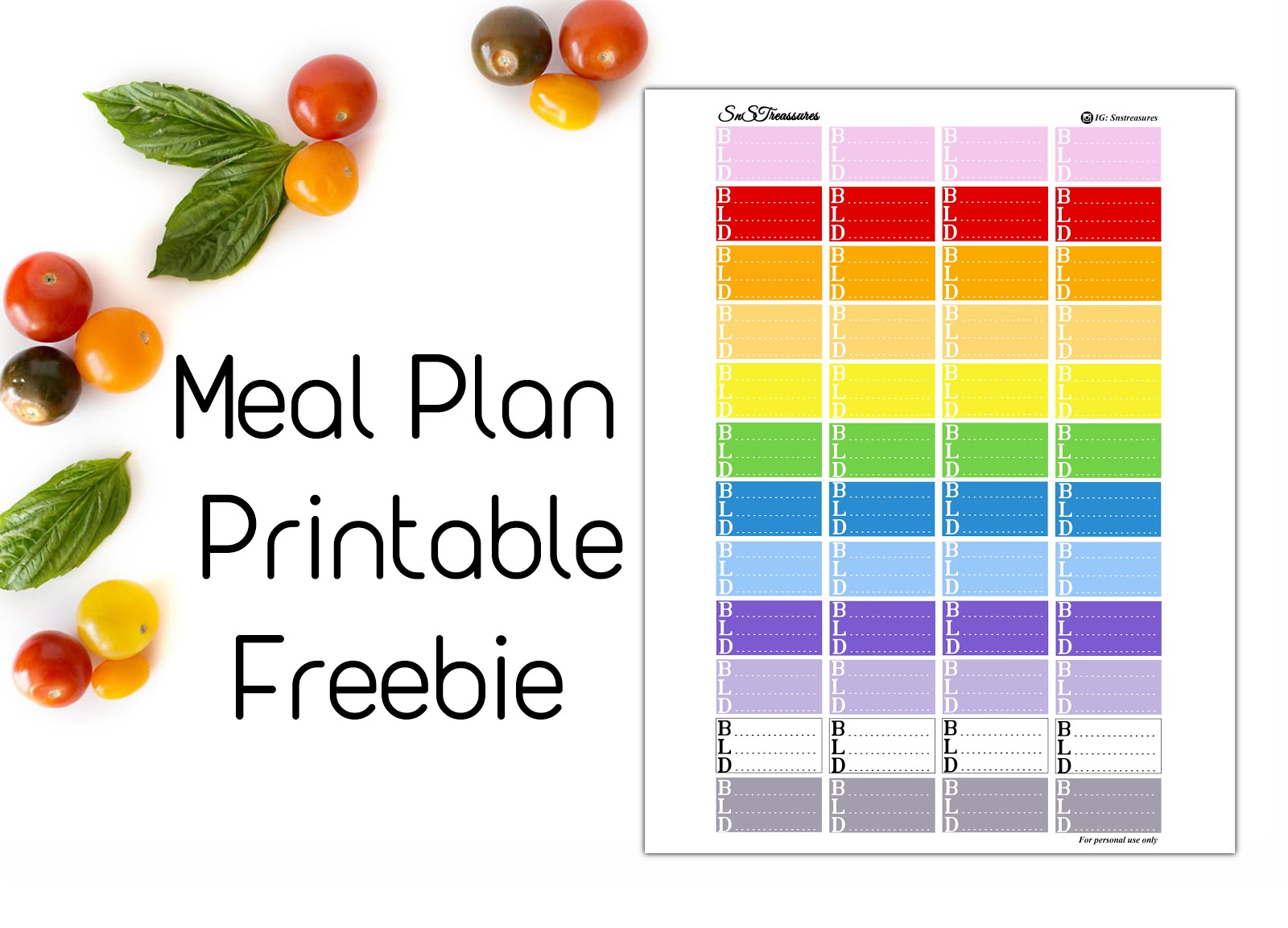 meal plan stickers snstreasures free printable food planner stickers