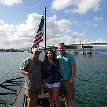 Tim, Jenny and Nathan on the top of the USS Bowfin