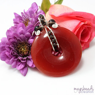 Red Agate Donut Pendant by MagsBeadsCreation - magsbeadscreation.com Red Agate Donut Pendant by MagsBeadsCreation - magsbeadscreation.com