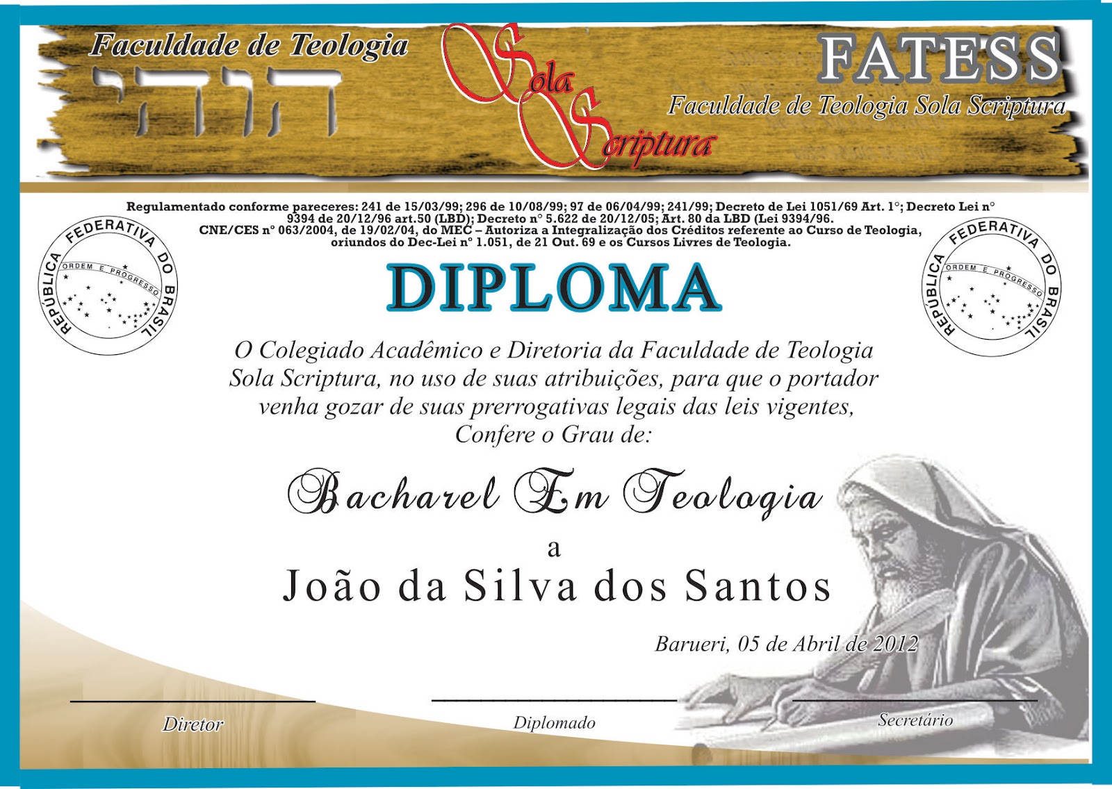 Diploma de bacharel em teologia