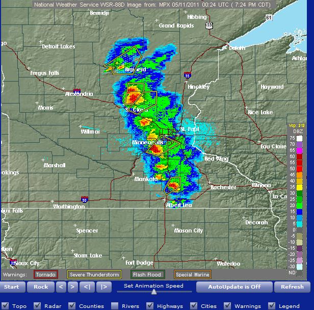 GeoLocated Minneapolis WARNING Severe Storms