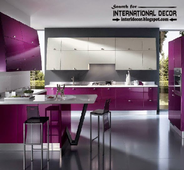 how to choose best kitchen colors 2016, modern purple kitchens designs