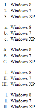 Types Of Ordered List