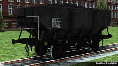 Fastline Simulation: A work worn rebodied dia. 1/146 21T hopper in unfitted grey livery with HOP 21 code inside a fully boxed data panel.