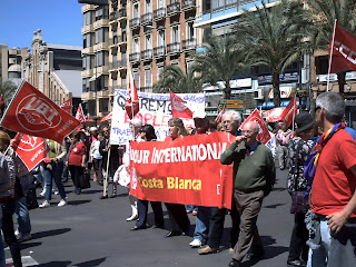Protestas en Alicante, España. Marchas sindicales en el Día del Trabajo.