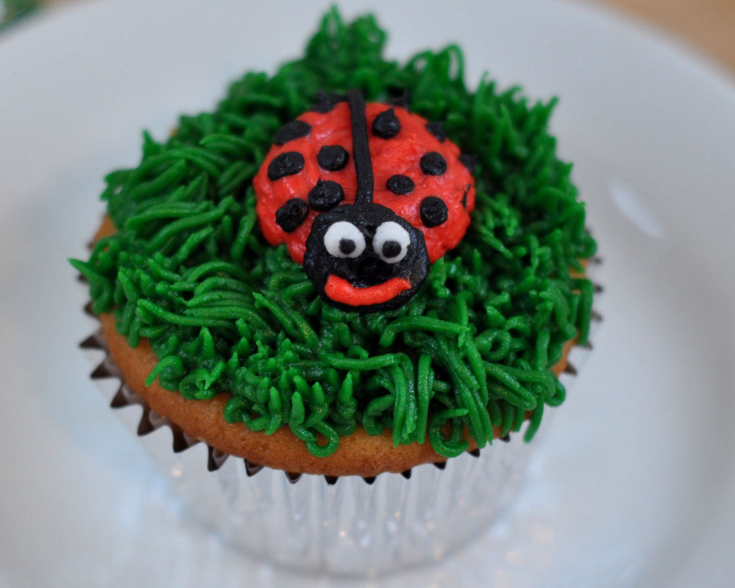 Beki Cook's Cake Blog Grass, Bees & Ladybugs Cupcakes