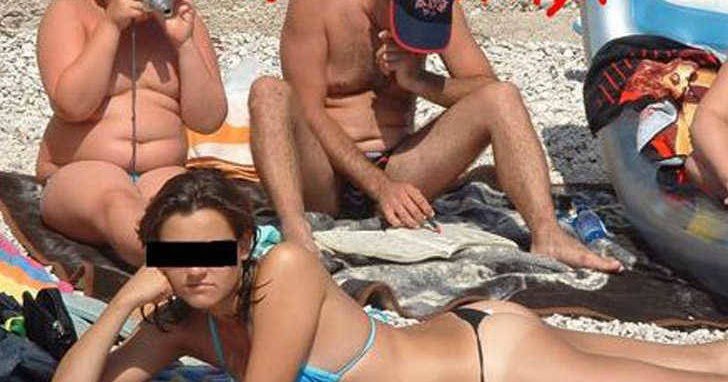 Подсматривание за разными сексуальными отношениями на нудистском пляже