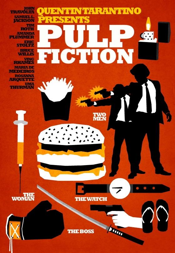 Filmes de Quentin Tarantino - posters de cinema minimalistas - Pulp Fiction Filmes de Quentin Tarantino - posters de cinema minimalistas - Pulp Fiction