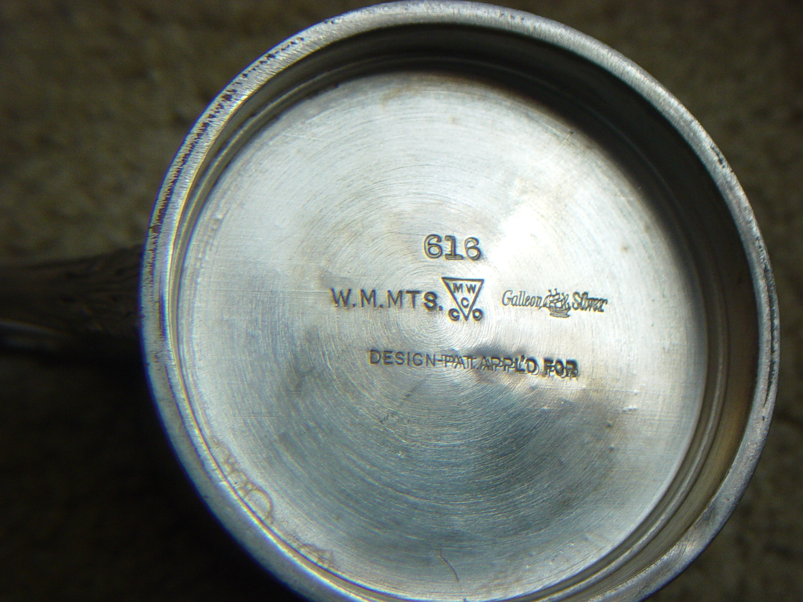 SILVERPLATE MARK IDENTIFICATION MWC in Upside Down Triangle M.W