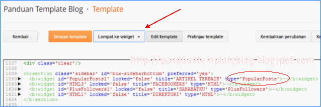 Menu Lompat ke Widget di Edit HTML