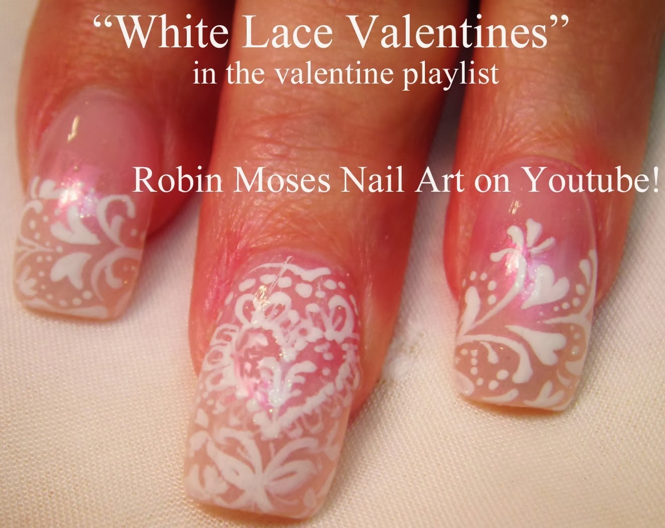 white lace flower nail art