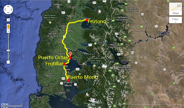 Mapa de Frutono a Puerto Montt