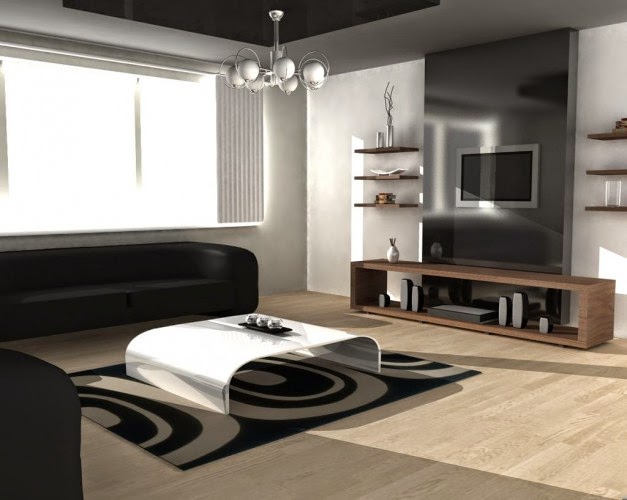Desain Ruang Keluarga Mewah Dengan Simple Furnitur