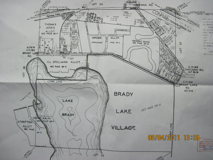 This map shows only the South half of Brady Lake Road,is actually Brady Lake Village.