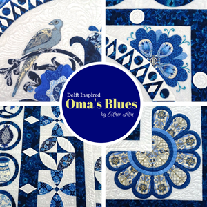 'Oma's Blues' Wall Hanging / Bed Quilt