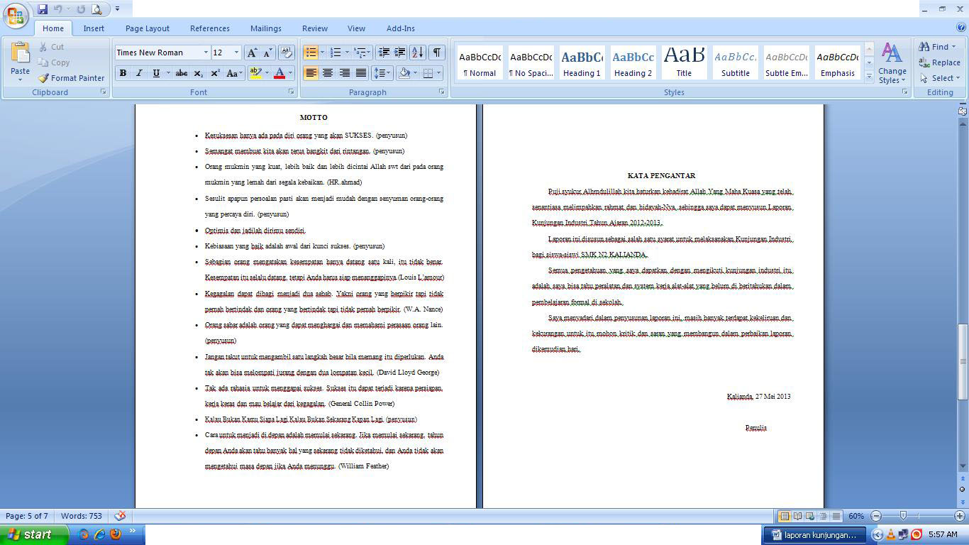 Gudangnya segala ilmu Contoh Cara Membuat Laporan Praktek