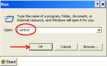 control panel run command