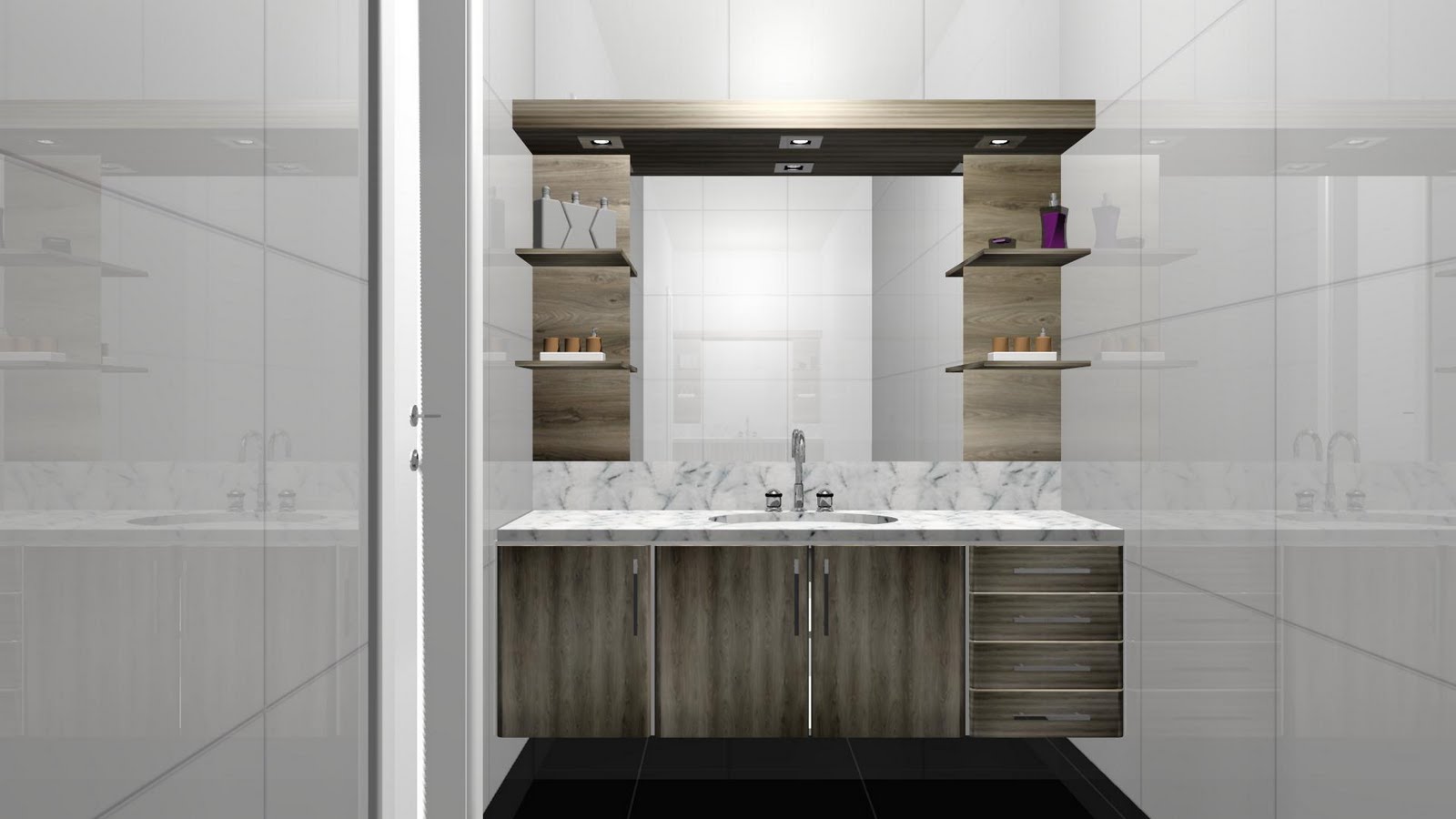 Espaço Nobre Design Balcão de Banheiro e Prateleiras (Carvalho Montreal) -> Balcao Banheiro Moderno Espaço Nobre Design Balcão de Banheiro e Prateleiras (Carvalho Montreal) -> Balcao Banheiro Moderno