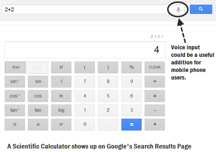 Google Adds Scientific Calculator in It's Search Page Features Technology