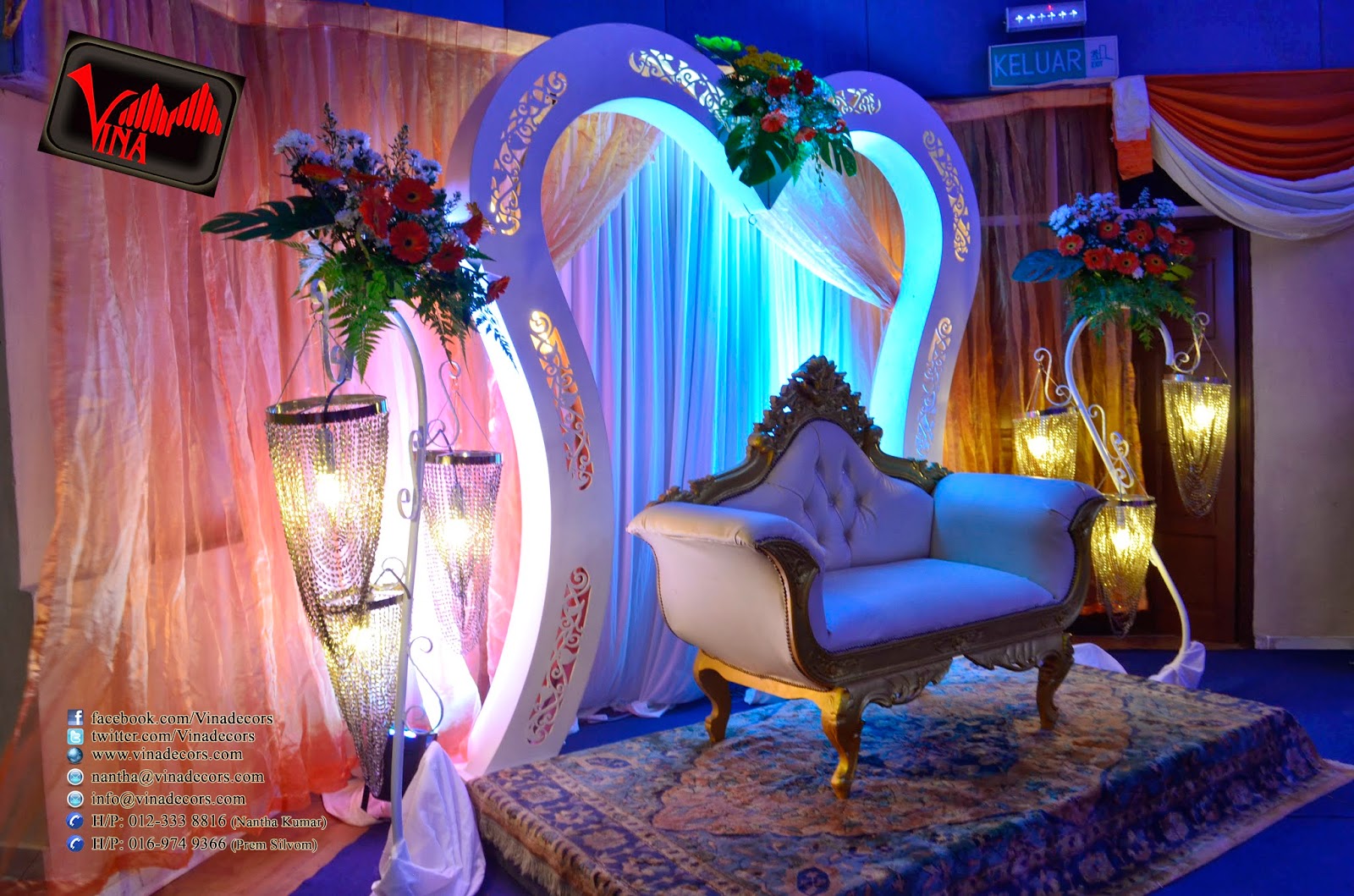 Wedding Dinner Decoration at Dewan Serbaguna Taman Maluri, Jln Wira 1, Kg Pandan, 55100 Kuala Lumpur on 22/03/2014 (Entrance Kolam Setting, Entrance Arch, Crystal Pillars, Main table Setting, Backdrop Setting on the stage and Photography Backdrop) by Vina Canopy & Decor Wedding Dinner Decoration at Dewan Serbaguna Taman Maluri, Jln Wira 1, Kg Pandan, 55100 Kuala Lumpur on 22/03/2014 (Entrance Kolam Setting, Entrance Arch, Crystal Pillars, Main table Setting, Backdrop Setting on the stage and Photography Backdrop) by Vina Canopy & Decor