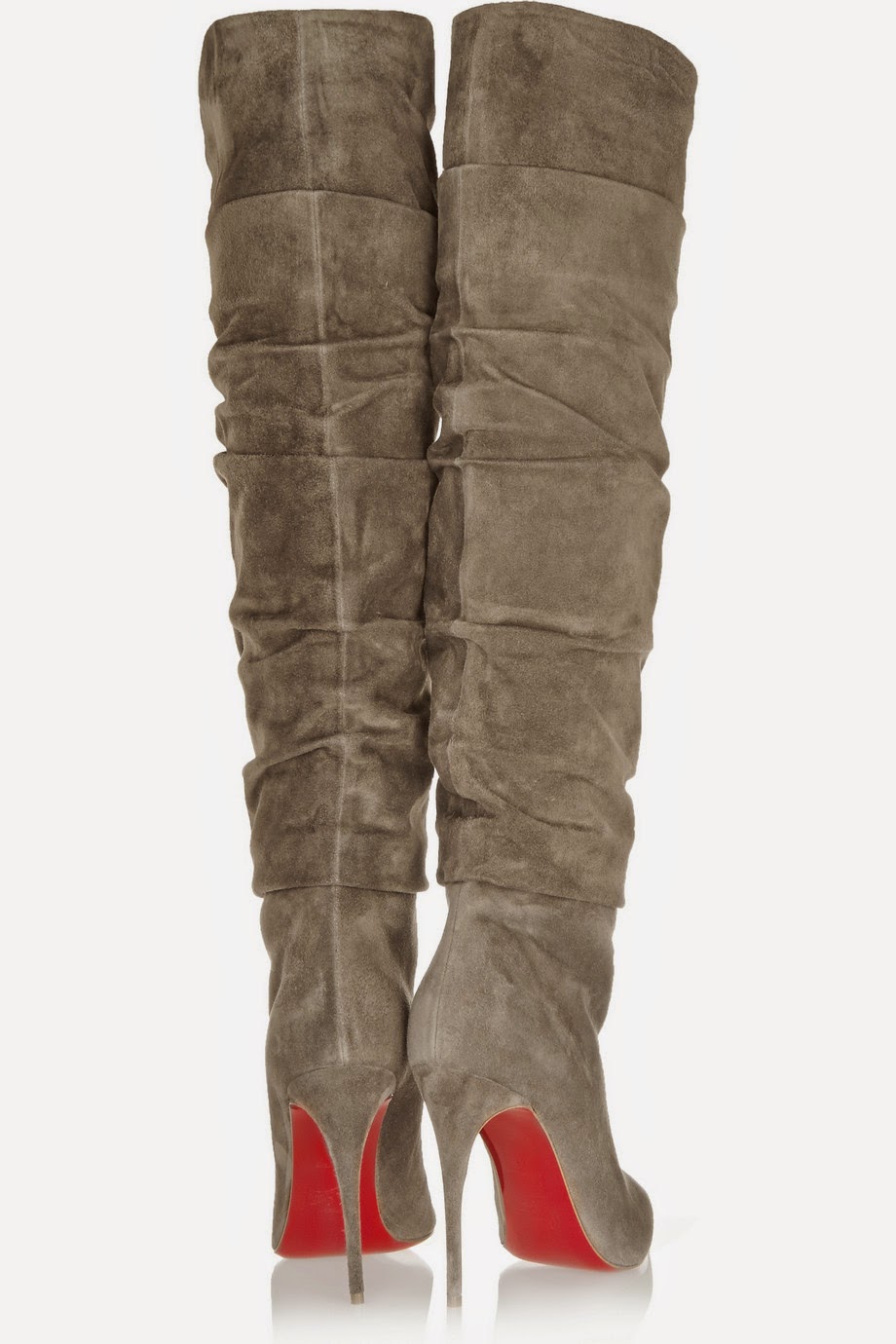 Christian Louboutin: Ishtar Botta 100 Ruched Suede Knee Boots by ...