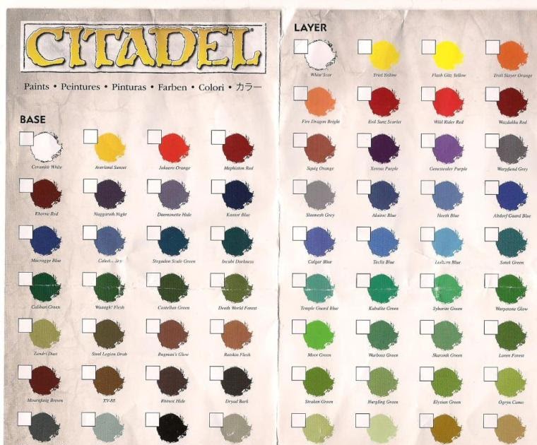 Rumours New Citadel Paint Range Colour Chart Tale of Painters