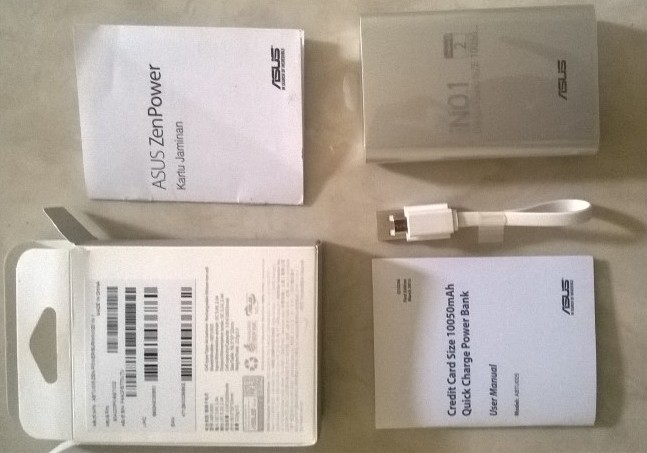 Kelengkapan Asus ZenPower 10.050mAh Kelengkapan Asus ZenPower 10.050mAh