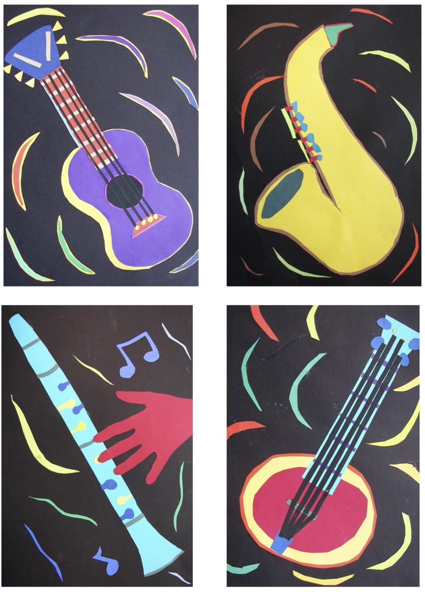 The Rolling Artroom Cut Paper Musical Instruments 4th6th Grade