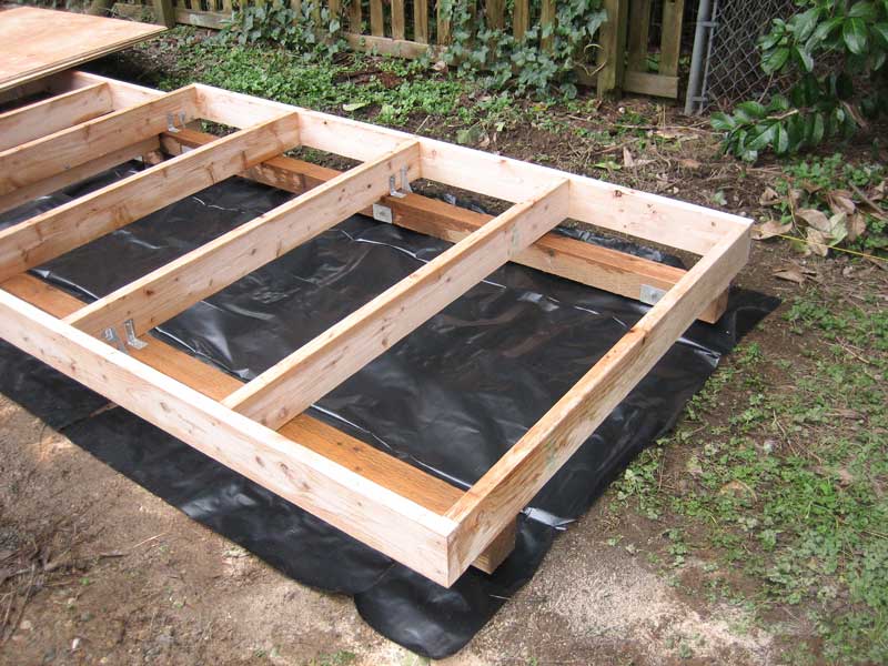 shed floor rat hole under plywood joists attached attach screws