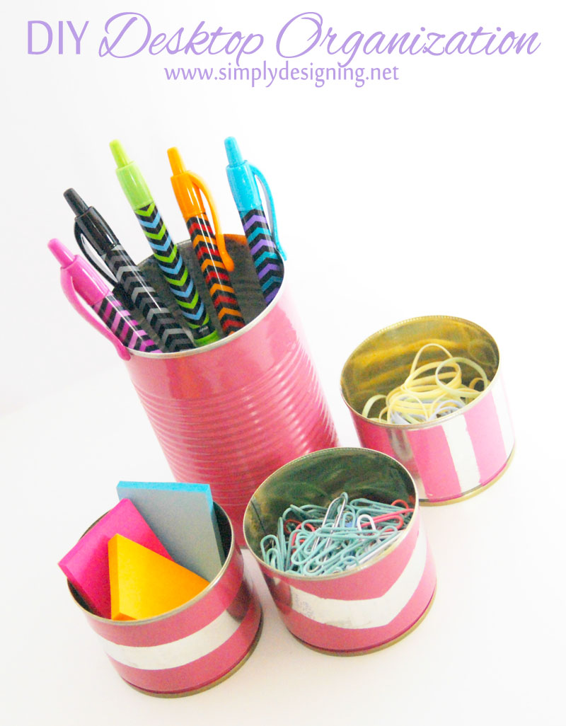 $1 DIY Desktop Organization | for less then $1 you can DIY your own cute desktop accessories | #desk #office #diy