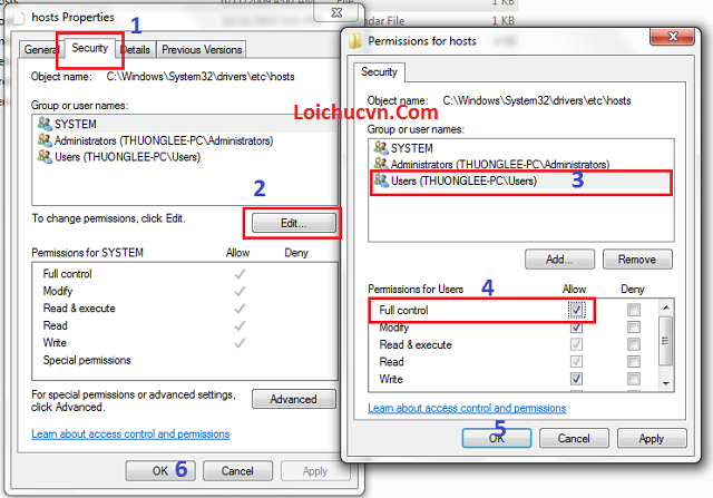 Cách phân quyền cho file hosts Cách phân quyền cho file hosts