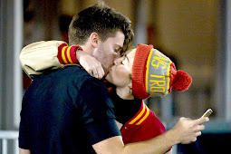 Miley Cyrus Kisses Patrick Schwarzenegger at USC College Football Game