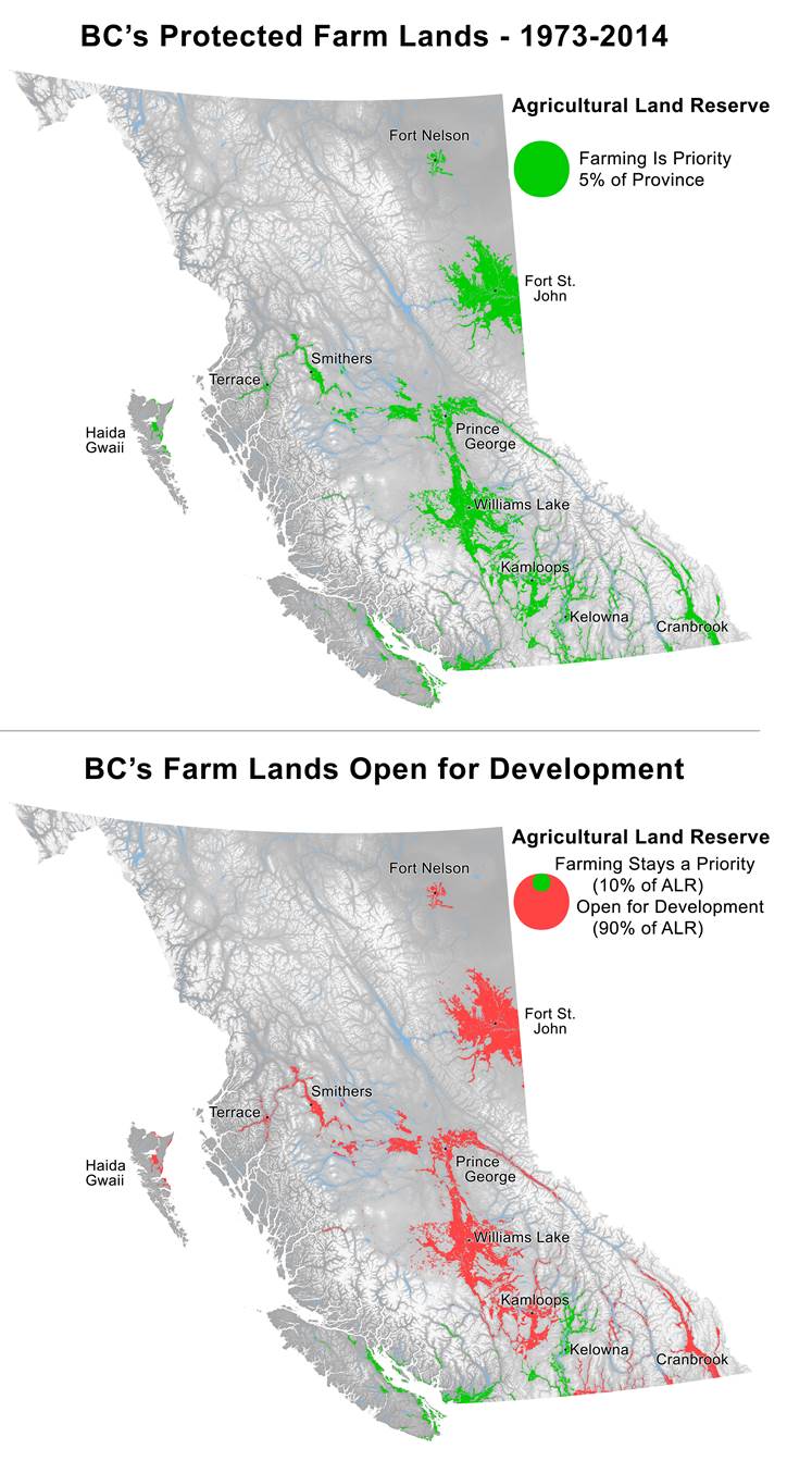 BC Iconoclast A good map showing the changes to ALR lands in BC