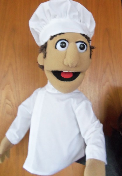 chef puppet with stick