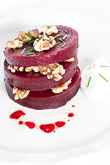 Left Bank Roasted Beet Salad w/ Warm Goat Cheese Dressing