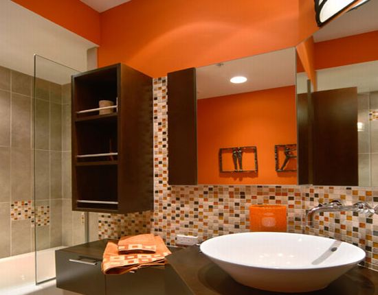 modern house: orange bathroom in modern designs