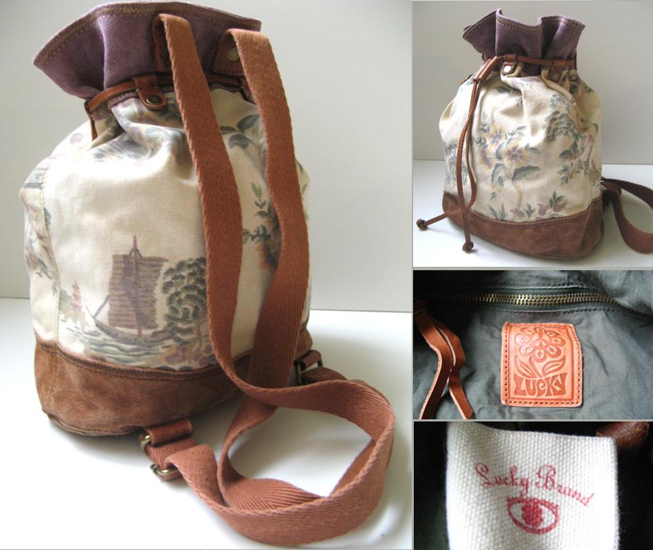LUCKY BRAND BACKPACK LEATHER AND CANVAS JAPANESE
