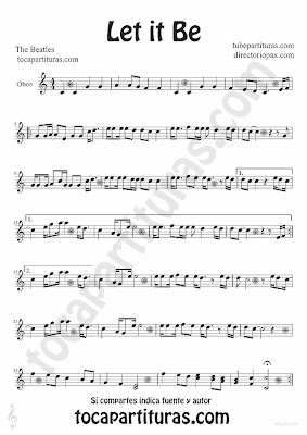 Tubescore Let it Be by The Beatles sheet music for Oboe Pop - Rock Music Score