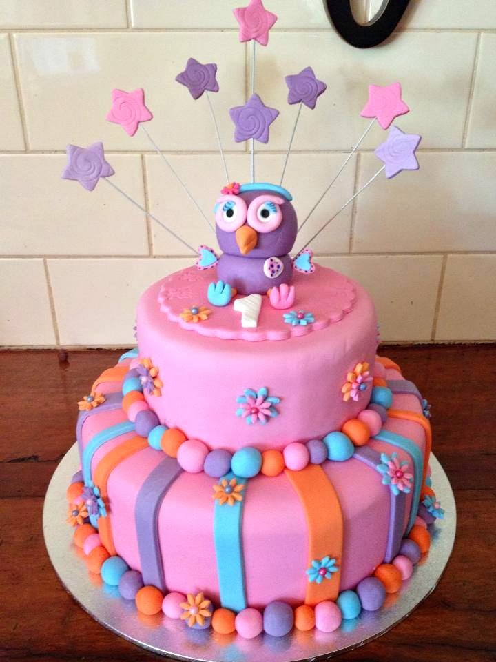 2 tier owl birthday cake
