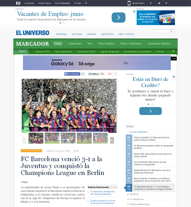 Reacciones: Un triplete para la historia Reacciones de los medios electrónicos sobre el triplete histórico del FC Barcelona, al ganar la UEFA Champions League 2015 | Ximinia