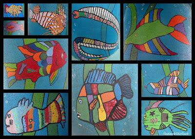 Children's Fish Paintings, ocean artwork, fish painted by children photo of: children's painted fish artwork