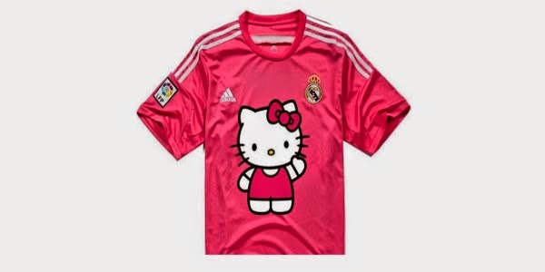 Kostum Pink Real Madrid Jadi Ejekan dengan Ditempeli Kartun Hello Kitty Kostum tandang Real Madrid