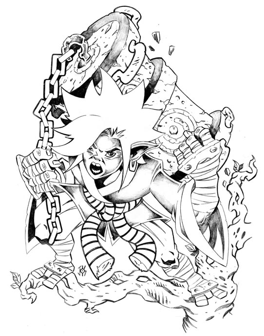Mi  fan art  de MAO TENZA  personaje de " TWILIGHT MONK " de Trent Kaniuga. para un concurso