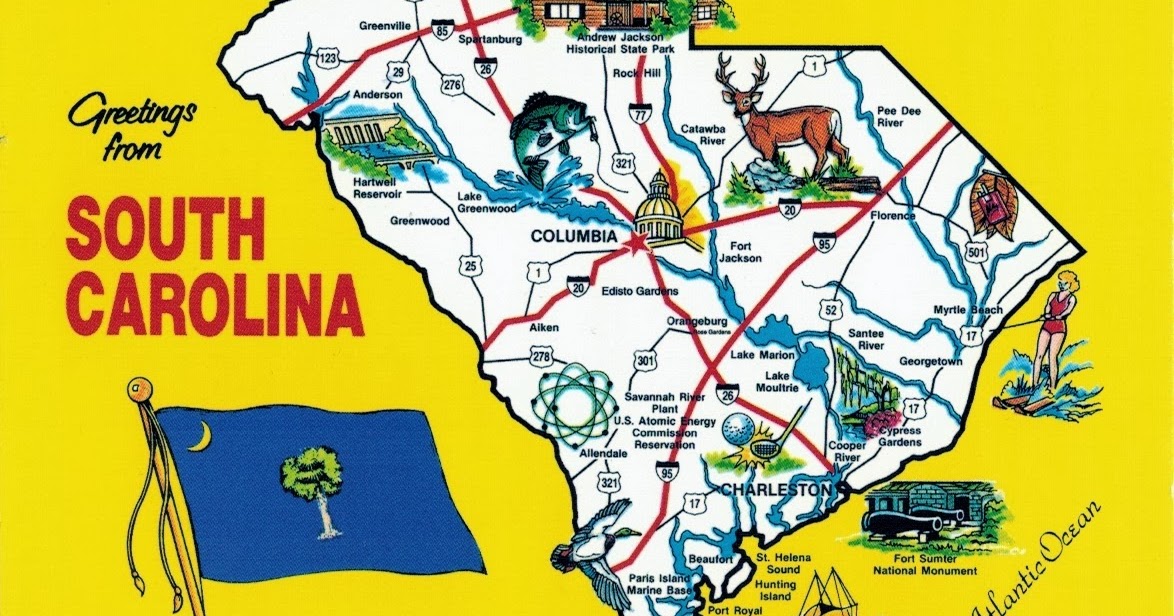 Map Cards Hunting 0280 USA South Carolina