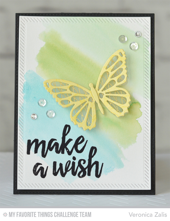 Butterfly Wish Card by Veronica Zalis featuring the Brushstroke Birthday stamp set and Flutter of Butterflies - Lace and Solid Die-namics #mftstamps 