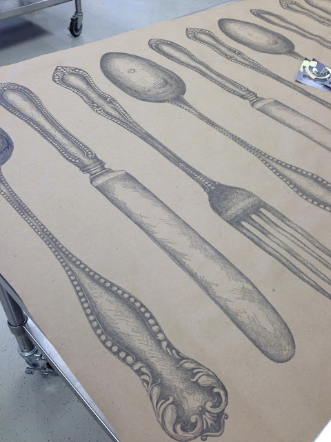 fork spoon knife paper