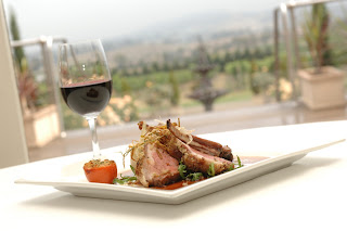 Romantic Meal for two Red wine and plate of food